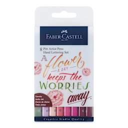 Faber-Castell Pitt Artist Pen Set - A Flower A Day Lettering Set, Set of 8 (front of package)
