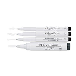 Faber-Castell Pitt Artist Pens - White Lettering Set, Set of 4, Assorted Nibs