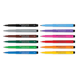 Faber-Castell Pitt Artist Pens - Studio Gift Box, Set of 12, markers with caps off