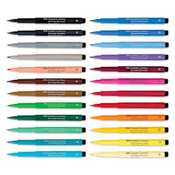 Faber-Castell Pitt Artist Pens - Studio Gift Box, Set of 24, markers with caps off