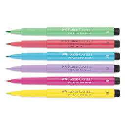 Faber-Castell Pitt Artist Pens - Set of 6, Pastel Colors, Brush Nib