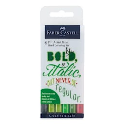 Faber-Castell Pitt Artist Pens - Be Bold Lettering Set, Set of 6 (front of package)