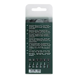 Faber-Castell Pitt Artist Pens- Black, Set of 6, Assorted Nibs (back of package)