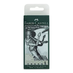 Faber-Castell Pitt Artist Pens- Black, Set of 6, Assorted Nibs
