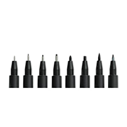 Faber-Castell Pitt Artist Pens- Black, Set of 8, Assorted Nibs (close-up of nibs)