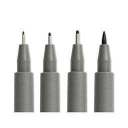 Faber-Castell Pitt Artist Pens- Warm Grey IV, Set of 4, Assorted Nibs (close-up of nibs)