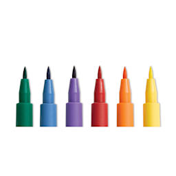 Faber-Castell Pitt Artist Pens- Color Wheel Colors, Set of 6, Brush Nib (close-up of nibs)