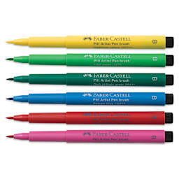 Faber-Castell Pitt Artist Pens- Springtime Colors, Set of 6, Brush Nib (markers with caps removed)