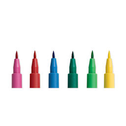 Faber-Castell Pitt Artist Pens- Springtime Colors, Set of 6, Brush Nib (close-up of nibs)