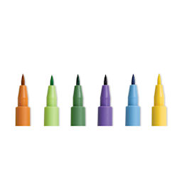 Faber-Castell Pitt Artist Pens- Summer Vibe Colors, Set of 6, Brush Nib (close-up of nibs)