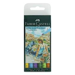 Faber-Castell Pitt Artist Pens- Summer Vibe Colors, Set of 6, Brush Nib