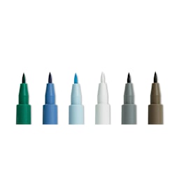 Faber-Castell Pitt Artist Pens- Winterlude, Set of 6, Brush Nib (close-up of nibs)