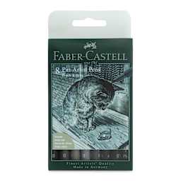 Faber-Castell Pitt Artist Pens- Black and Gray, Set of 8, Assorted