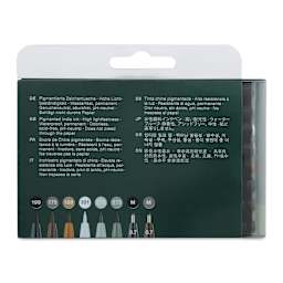 Faber-Castell Pitt Artist Pens- Classic, Set of 8, Assorted (back of package)