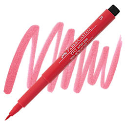 Faber-Castell Pitt Artist Pen - Deep Scarlet Red, Brush Nib pen and swatch