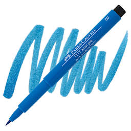 Faber-Castell Pitt Artist Pen - Phthalo Blue, Brush Nib pen and swatch