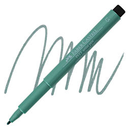 Faber-Castell Pitt Artist Pen - Green Metallic, Bullet Nib pen and swatch