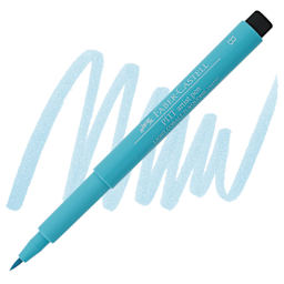 Faber-Castell Pitt Artist Pen - Light Cobalt Turquoise, Brush Nib pen and swatch