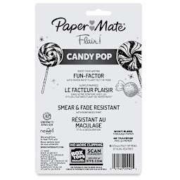 Paper Mate Flair Guard Pens - Candy Pop Colors, Set of 6, Medium tip Back of package