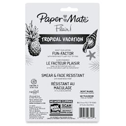 Paper Mate Flair Guard Pens - Tropical Colors, Medium Tip, Set of 6 Back of the package