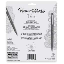 Paper Mate Flair Guard Pen - Tropical Colors, Medium Tip, Set of 24 Back of package