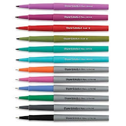 Paper Mate Flair Pens - Journaling Pack, Medium and Ultra Fine Tips, Set of 12 (included pens with caps removed)