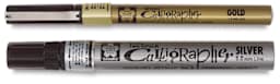 Sakura Pen-Touch Calligrapher Pens - Fine Gold and Medium Black Line pens shown horizontally