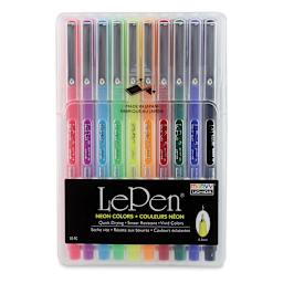 Marvy Uchida LePen Fine Line Marker Set  - Neon Colors, Set of 10