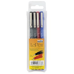 Marvy Uchida LePen Fine Line Marker Set  - Basic Colors, Set of 4, front of the packaging