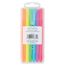 Marvy Uchida LePen Fine Line Marker Set  - Neon Colors, Set of 6, back of the packaging