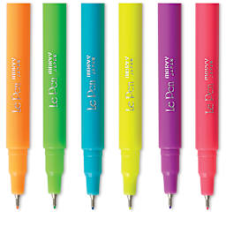Marvy Uchida LePen Fine Line Marker Set  - Neon Colors, Set of 6, close-up of the nibs