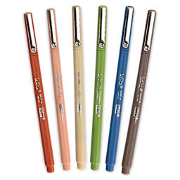Marvy Uchida LePen Fine Line Marker Set  - Earth Tones, Set of 6