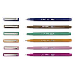 Marvy Uchida LePen Fine Line Marker - Retro Colors, Set of 6, out of the packaging with caps off