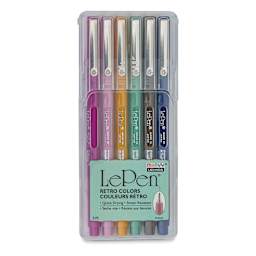 Marvy Uchida LePen Fine Line Marker - Retro Colors, Set of 6, front of the packaging