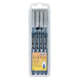 Marvy Uchida LePen Fine Line Marker Set  - Blacks, Set of 4, front of the packaging
