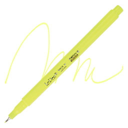 Marvy Uchida LePen Fine Line Marker - Fluorescent Yellow, pen and swatch