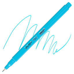 Marvy Uchida LePen Fine Line Marker - Fluorescent Blue, pen and swatch