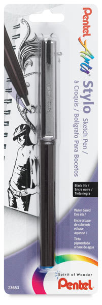 Pentel Arts Stylo Sketch Pen - Front of blister package showing pen
