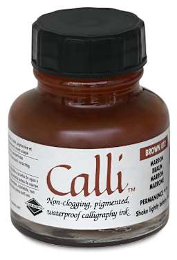 Daler-Rowney Calli Calligraphy Inks - Front of 1 oz bottle of Brown Ink 