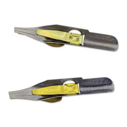 Speedball Broad Edge C-Series Flat Calligraphy Nibs - C2 and C3, view of the boottom of the nibs