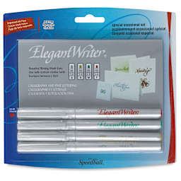 Speedball Elegant Writer Calligraphy Markers Sets - Front of Blister package of 4 Assorted colors