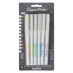 Speedball Elegant Writer Calligraphy Markers - Assorted Colors, Set of 12, front of the packaging