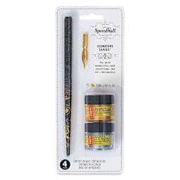 Speedball Signature Series Calligraphy Pen Set - Silver and Gold Ink, front of the packaging
