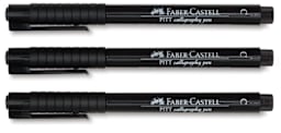Faber-Castell Pitt Calligraphy Pen Sets - 3 Pc Black Set shown horizontally
