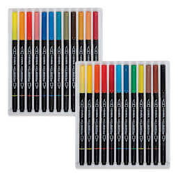 Lyra Aqua Brush Duo Markers - Components of Set of 24 Assorted Colors shown in trays
