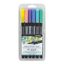 Lyra Aqua Brush Duo Markers - Pastel Colors, Set of 6