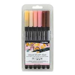 Lyra Aqua Brush Duo Markers - Skin Colors, Set of 6
