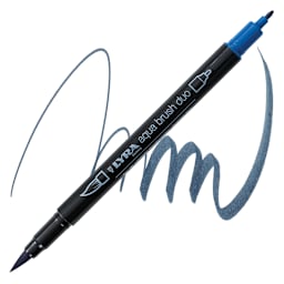 Lyra Aqua Brush Duo Marker - Prussian Blue 051 marker and swatch