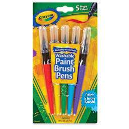 Crayola No Drip Washable Paint Brush Pens - Front of 5 pc blister package showing pens