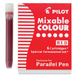 Pilot Parallel Pen Mixable Colour Ink Refills - Red, single cartridge next to packaging